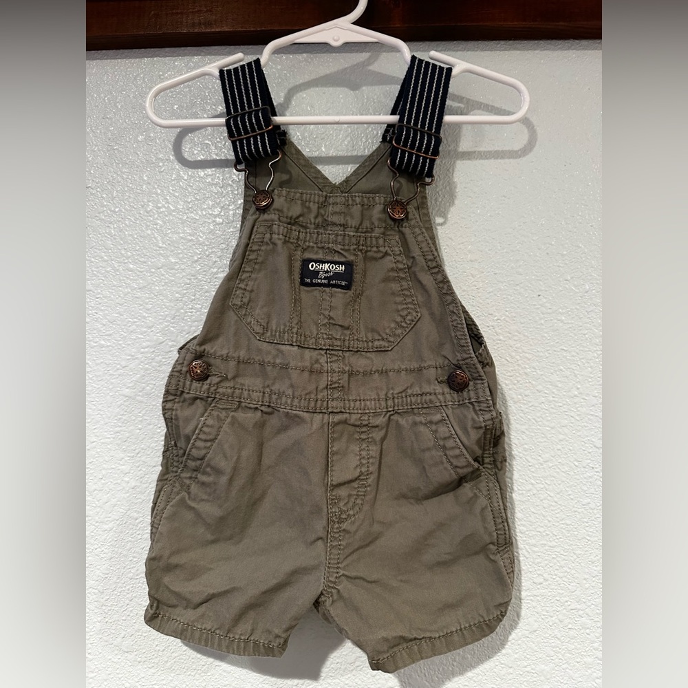 OshKosh B'gosh Kids Green Khaki Overalls, 9 months baby boy